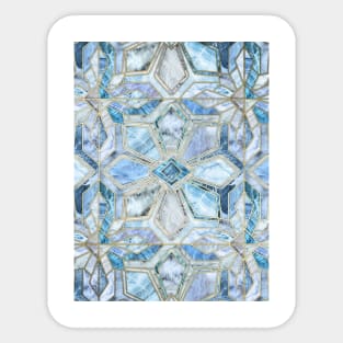 Geometric Gilded Stone Tiles in Soft Blues Sticker